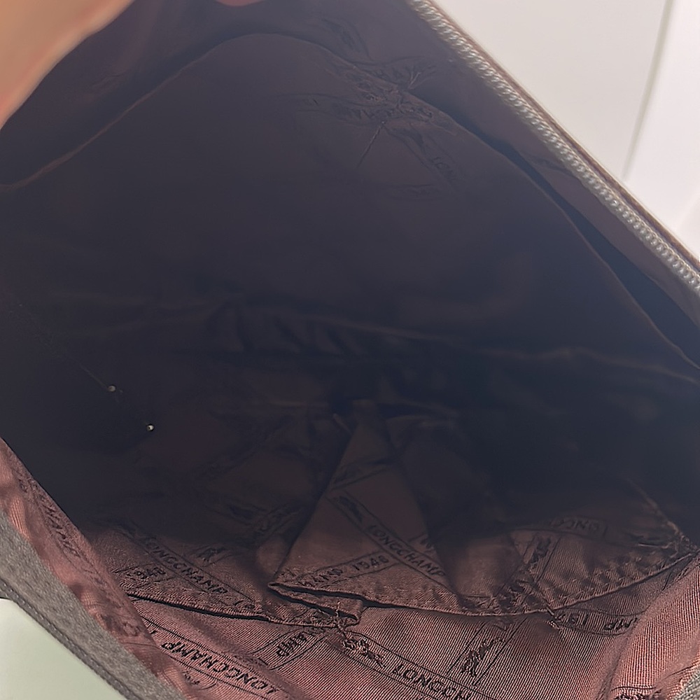 Longchamp Luxurious Dark Brown Pebbled Leather Hobo Bag Purse πΊπΊ - Picture 8 of 9